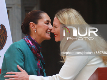 President of Mexico, Claudia Sheinbaum Pardo, and Executive Director of Mexico Pacific, Sarah Bairstow, hold a press conference after the Hi...