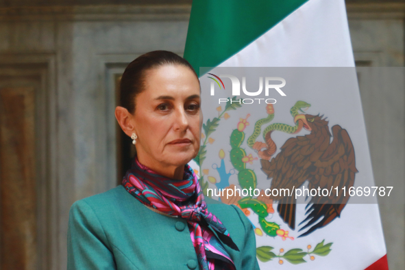 President of Mexico, Claudia Sheinbaum Pardo, speaks during a press conference after the High Level Summit between U.S. and Mexican business...