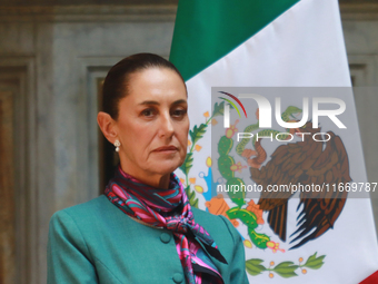 President of Mexico, Claudia Sheinbaum Pardo, speaks during a press conference after the High Level Summit between U.S. and Mexican business...