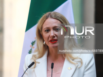 Executive director of Mexico Pacific, Sarah Bairstow, speaks during a press conference after the High Level Summit between U.S. and Mexican...