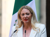 Executive director of Mexico Pacific, Sarah Bairstow, speaks during a press conference after the High Level Summit between U.S. and Mexican...