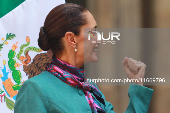 President of Mexico, Claudia Sheinbaum Pardo, speaks during a press conference after the High Level Summit between U.S. and Mexican business...