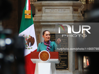 President of Mexico, Claudia Sheinbaum Pardo, speaks during a press conference after the High Level Summit between U.S. and Mexican business...