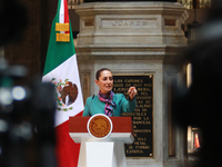 President of Mexico, Claudia Sheinbaum Pardo, speaks during a press conference after the High Level Summit between U.S. and Mexican business...