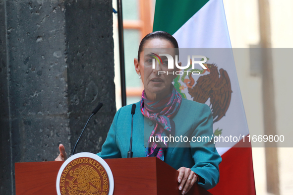 President of Mexico, Claudia Sheinbaum Pardo, speaks during a press conference after the High Level Summit between U.S. and Mexican business...