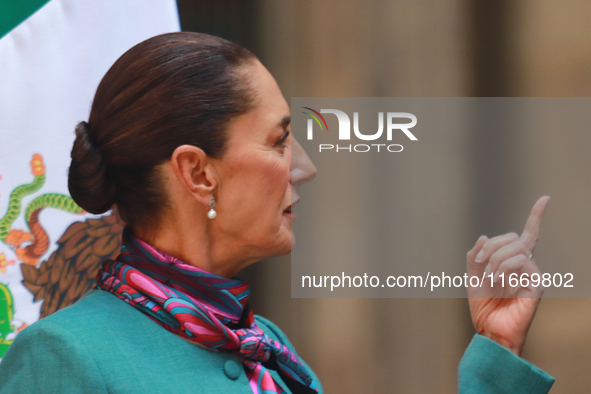 President of Mexico, Claudia Sheinbaum Pardo, speaks during a press conference after the High Level Summit between U.S. and Mexican business...