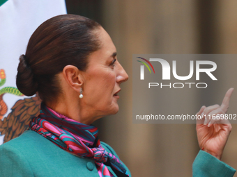 President of Mexico, Claudia Sheinbaum Pardo, speaks during a press conference after the High Level Summit between U.S. and Mexican business...