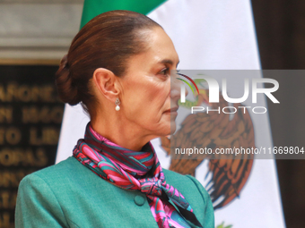 President of Mexico, Claudia Sheinbaum Pardo, speaks during a press conference after the High Level Summit between U.S. and Mexican business...