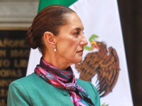 President of Mexico, Claudia Sheinbaum Pardo, speaks during a press conference after the High Level Summit between U.S. and Mexican business...