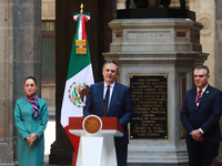 (L-R) President of Mexico, Claudia Sheinbaum Pardo, Marcelo Ebrard Casaubon, Secretary of the Economy, Francisco Alberto Cervantes Diaz, pre...