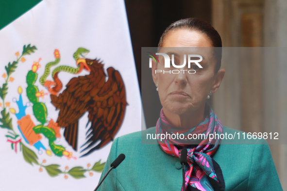 President of Mexico, Claudia Sheinbaum Pardo, speaks during a press conference after the High Level Summit between U.S. and Mexican business...