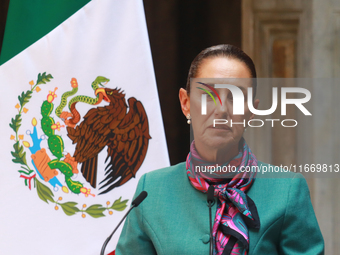 President of Mexico, Claudia Sheinbaum Pardo, speaks during a press conference after the High Level Summit between U.S. and Mexican business...