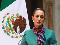 President of Mexico, Claudia Sheinbaum Pardo, speaks during a press conference after the High Level Summit between U.S. and Mexican business...