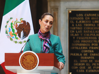 President of Mexico, Claudia Sheinbaum Pardo, speaks during a press conference after the High Level Summit between U.S. and Mexican business...