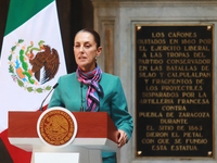 President of Mexico, Claudia Sheinbaum Pardo, speaks during a press conference after the High Level Summit between U.S. and Mexican business...