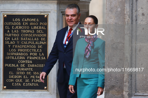 President of Mexico, Claudia Sheinbaum Pardo, and Francisco Alberto Cervantes Diaz, president of the Business Coordinating Council (CCE), at...