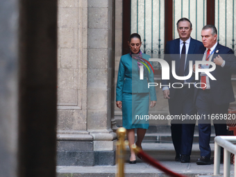 (From left to right) President of Mexico, Claudia Sheinbaum Pardo, Marcelo Ebrard Casaubon, Secretary of the Economy, Francisco Alberto Cerv...