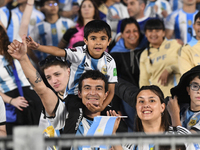 Fans of Argentina during a match between Argentina and Bolivia at Estadio Mas Monumental Antonio Vespucio Liberti in Buenos Aires, Argentina...