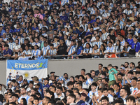 Fans of Argentina during a match between Argentina and Bolivia at Estadio Mas Monumental Antonio Vespucio Liberti in Buenos Aires, Argentina...