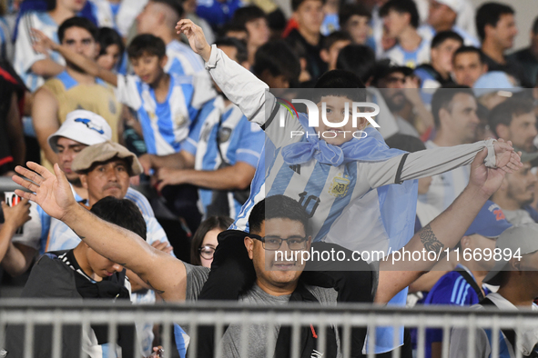 Fans of Argentina during a match between Argentina and Bolivia at Estadio Mas Monumental Antonio Vespucio Liberti in Buenos Aires, Argentina...