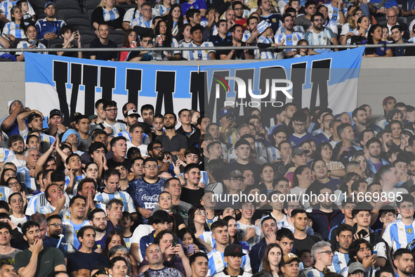 Fans of Argentina during a match between Argentina and Bolivia at Estadio Mas Monumental Antonio Vespucio Liberti in Buenos Aires, Argentina...