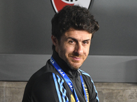 Pablo Aimar, assistant coach of Argentina, stands before a match between Argentina and Bolivia at Estadio Mas Monumental Antonio Vespucio Li...