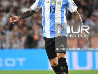 Cristian Romero of Argentina plays during a match between Argentina and Bolivia at Estadio Mas Monumental Antonio Vespucio Liberti in Buenos...