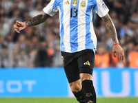 Cristian Romero of Argentina plays during a match between Argentina and Bolivia at Estadio Mas Monumental Antonio Vespucio Liberti in Buenos...