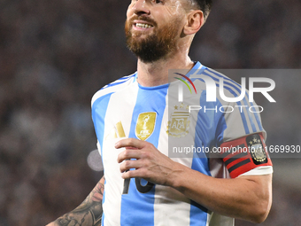 Lionel Messi of Argentina plays during a match between Argentina and Bolivia at Estadio Mas Monumental Antonio Vespucio Liberti in Buenos Ai...