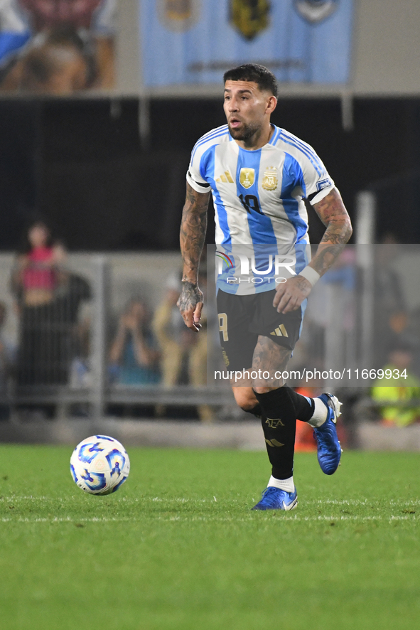 Nicolas Otamendi of Argentina plays during a match between Argentina and Bolivia at Estadio Mas Monumental Antonio Vespucio Liberti in Bueno...