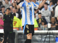 Julian Alvarez celebrates his goal during a match between Argentina and Bolivia at Estadio Mas Monumental Antonio Vespucio Liberti in Buenos...