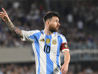 Lionel Messi of Argentina plays during a match between Argentina and Bolivia at Estadio Mas Monumental Antonio Vespucio Liberti in Buenos Ai...