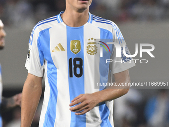 Nicolas Paz makes his national team debut in a match between Argentina and Bolivia at Estadio Mas Monumental Antonio Vespucio Liberti in Bue...