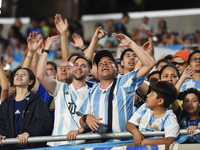 Fans of Argentina during a match between Argentina and Bolivia at Estadio Mas Monumental Antonio Vespucio Liberti in Buenos Aires, Argentina...