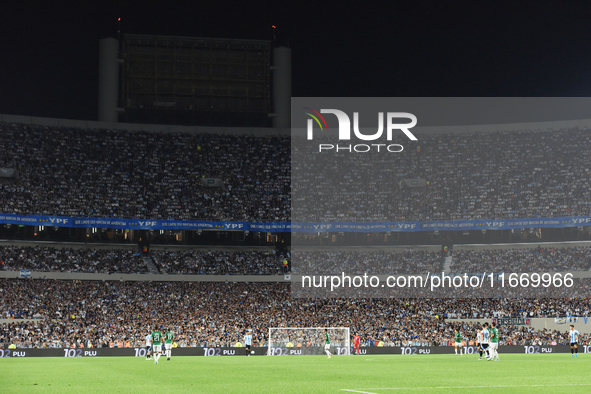 Fans of Argentina during a match between Argentina and Bolivia at Estadio Mas Monumental Antonio Vespucio Liberti in Buenos Aires, Argentina...