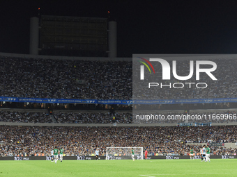 Fans of Argentina during a match between Argentina and Bolivia at Estadio Mas Monumental Antonio Vespucio Liberti in Buenos Aires, Argentina...