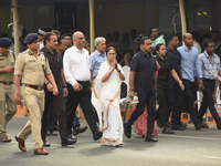 West Bengal Chief Minister Mamata Banerjee, along with Chief Secretary Manoj Pant, DG Rajeev Kumar, and Kolkata Police Commissioner Monoj Ku...