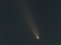 Comet C/2023 A3 Tsuchinshan-ATLAS (C/2023 A3) is in the sky over Molfetta, Italy, on October 15, 2024, after sunset, as seen from the Port o...