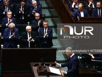 Law and Justice party leader Jaroslaw Kaczynski, Mariusz Blaszczak, Polish Prime Minister Donald Tusk and Polish Minister of Defence Wladysl...