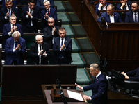 Law and Justice party leader Jaroslaw Kaczynski, Mariusz Blaszczak, Polish Prime Minister Donald Tusk and Polish Minister of Defence Wladysl...