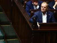 Polish Prime Minister Donald Tusk during the Polish Parliament session in Warsaw, Poland on October 16, 2024. (