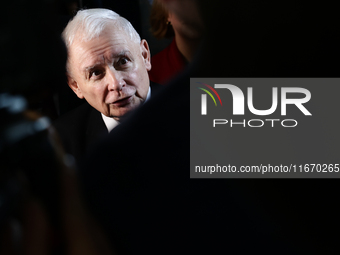 Law and Justice leader Jaroslaw Kaczynski during the Polish Parliament session in Warsaw, Poland on October 16, 2024. (