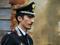 Major of the Carabinieri, Davide Sessa, is at the house in Solero, Italy, on October 16, 2024, where the femicide of Professor Patrizia Russ...