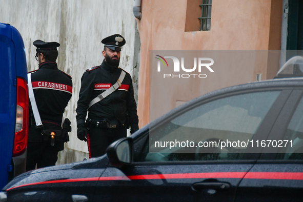 Carabinieri conduct investigations in the house of the femicide of Professor Patrizia Russo by her husband Giovanni Salamone in Solero, in t...