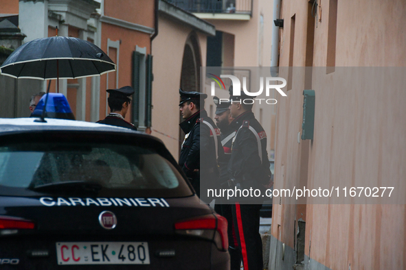 Carabinieri stand in front of the house of the femicide of Professor Patrizia Russo by her husband Giovanni Salamone in Solero, in the provi...