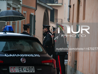 Carabinieri stand in front of the house of the femicide of Professor Patrizia Russo by her husband Giovanni Salamone in Solero, in the provi...