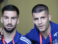 Alex Baena left winger of Spain and Villarreal CF and Alvaro Morata centre-forward of Spain and AC Milan prior the UEFA Nations League 2024/...