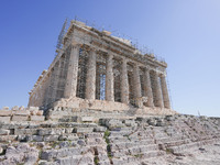 Tourists visit the Acropolis Hill in Athens, Greece, on October 16, 2024. (