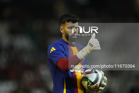 David Raya goalkeeper of Spain and Arsenal FC during the warm-up before the UEFA Nations League 2024/25 League A Group A4 match between Spai...