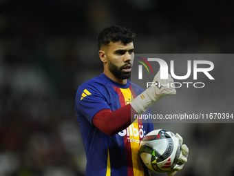 David Raya goalkeeper of Spain and Arsenal FC during the warm-up before the UEFA Nations League 2024/25 League A Group A4 match between Spai...